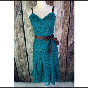 VTG Betsey Johnson Brown and Blue Lace Dress